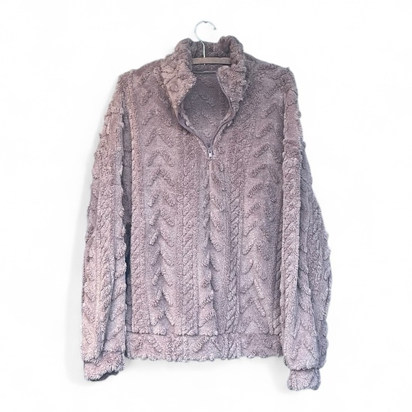 Textured Fleece Women's 3/4 Zip Jacket Pullover - Picture 2 of 6